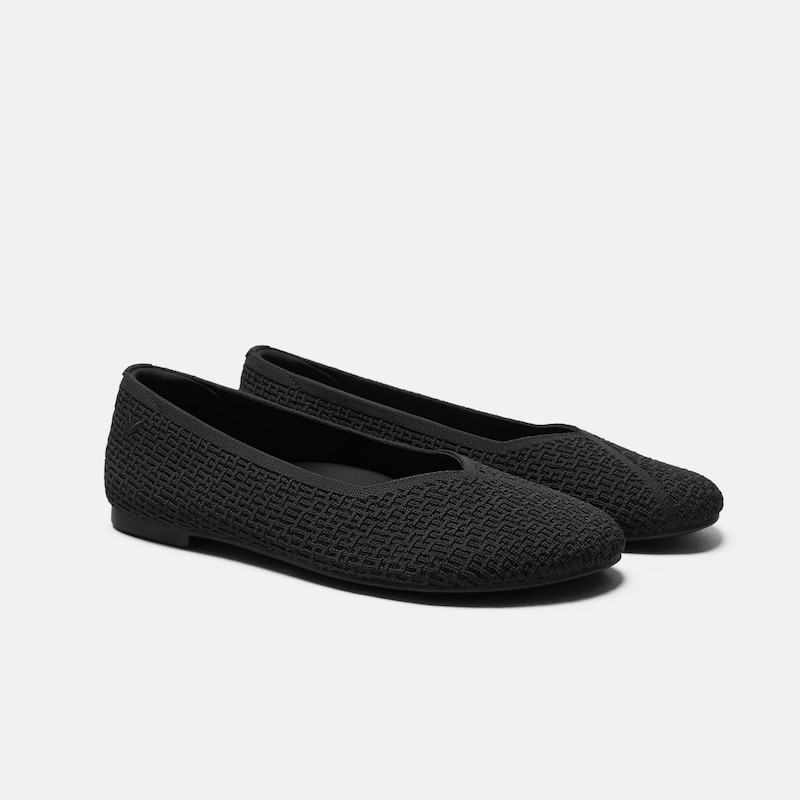 Wide Toe Knit Box Flats (Tia), Black, EU36 | VIVAIA
