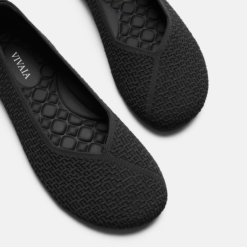 Wide Toe Knit Box Flats (Tia), Black, EU36 | VIVAIA