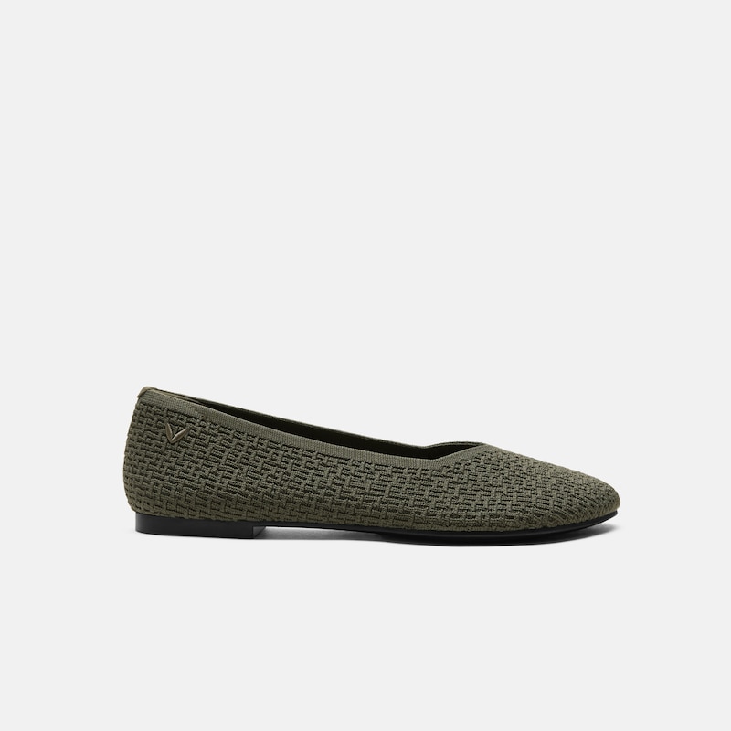 Wide Toe Knit Box Flats (Tia), Burnt Olive, EU37.5 | VIVAIA