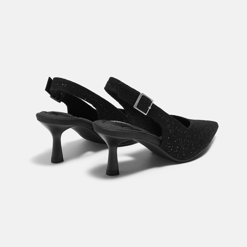 Pointed-Toe Slingback Heels (Addison), Silver Black, EU37.5 | VIVAIA