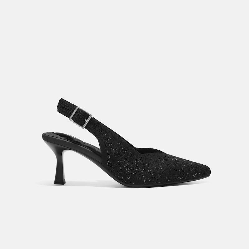 Pointed-Toe Slingback Heels (Addison), Silver Black, EU37.5 | VIVAIA