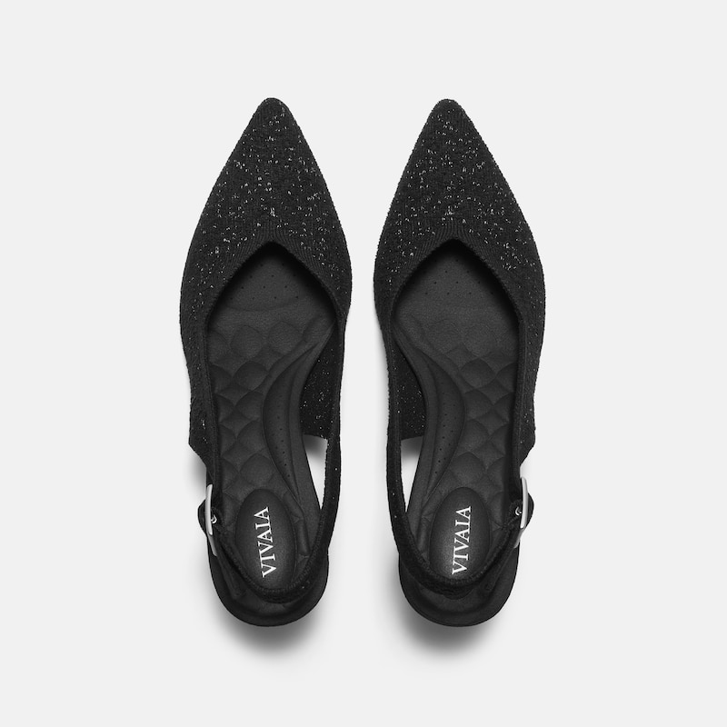 Pointed-Toe Slingback Heels (Addison), Silver Black, EU37.5 | VIVAIA