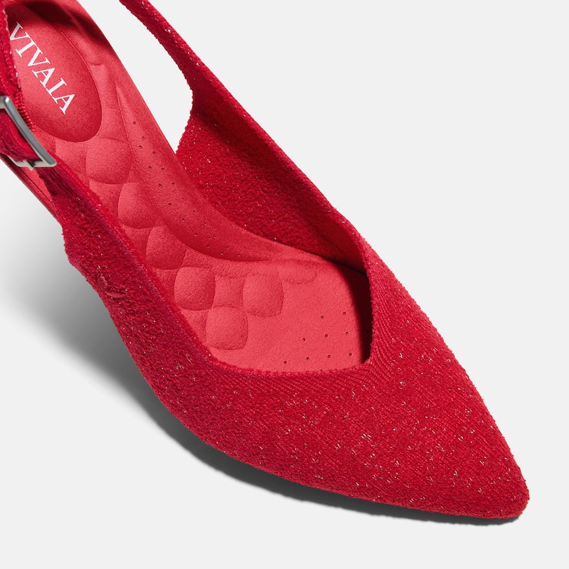 Pointed-Toe Slingback Heels (Addison), Silver Hibiscus, EU43 | VIVAIA