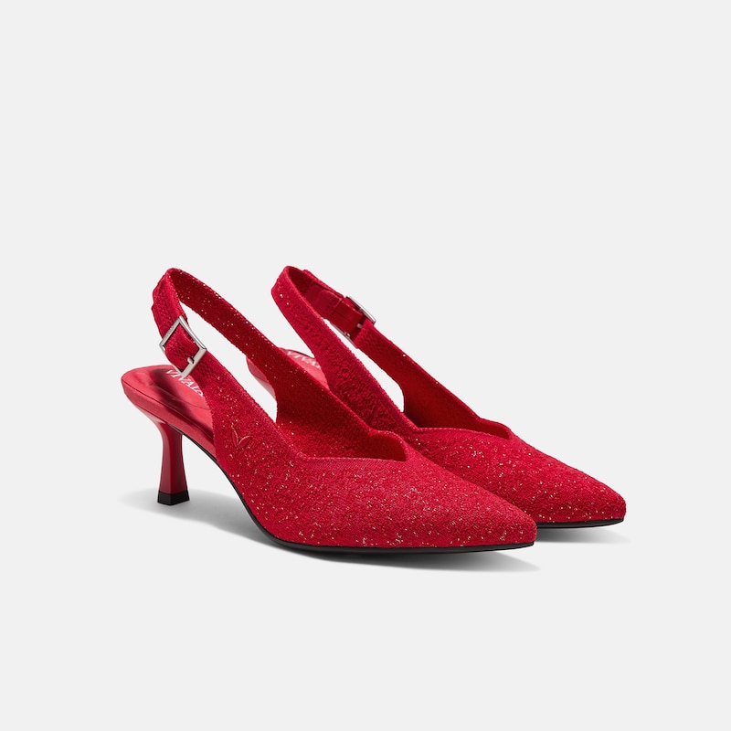 Pointed-Toe Slingback Heels (Addison), Silver Hibiscus, EU43 | VIVAIA