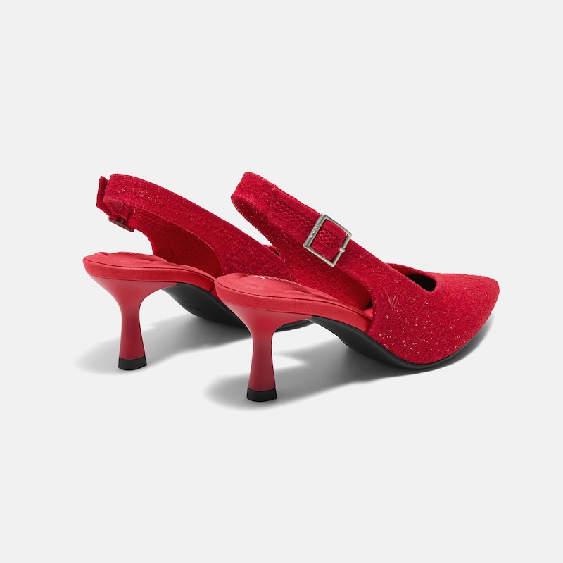 Pointed-Toe Slingback Heels (Addison), Silver Hibiscus, EU43 | VIVAIA