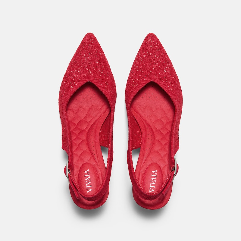 Pointed-Toe Slingback Heels (Addison), Silver Hibiscus, EU43 | VIVAIA