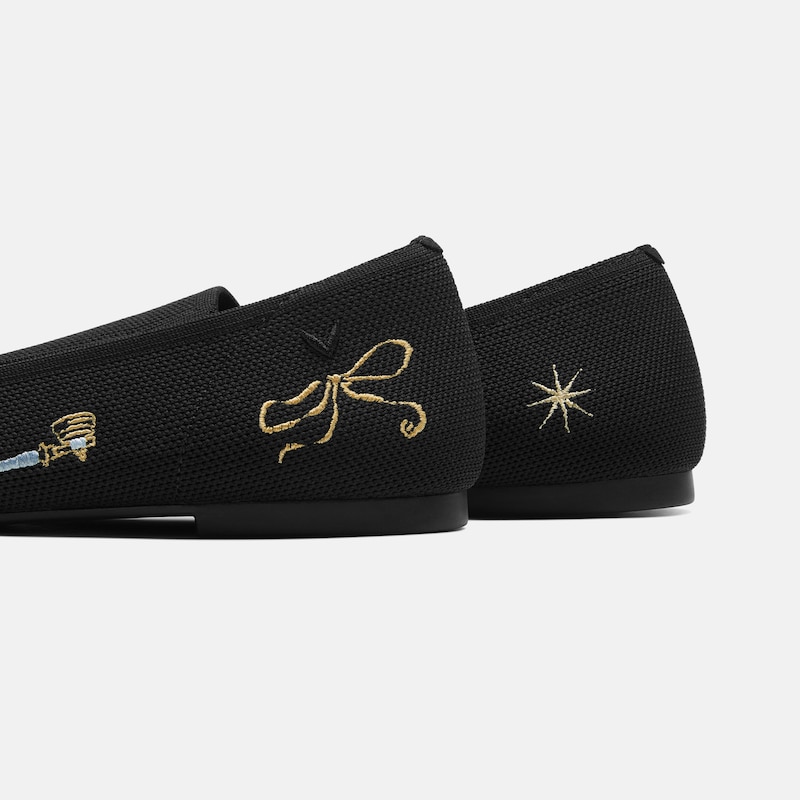 Round-Toe Embroidered Loafers (Audrey), Black - Vintage Element, EU40 | VIVAIA