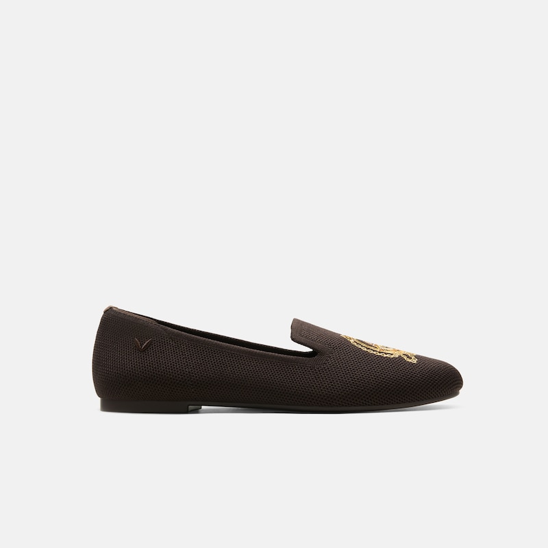 Round-Toe Embroidered Loafers (Audrey), Dark Chocolate - Owl, EU39 | VIVAIA