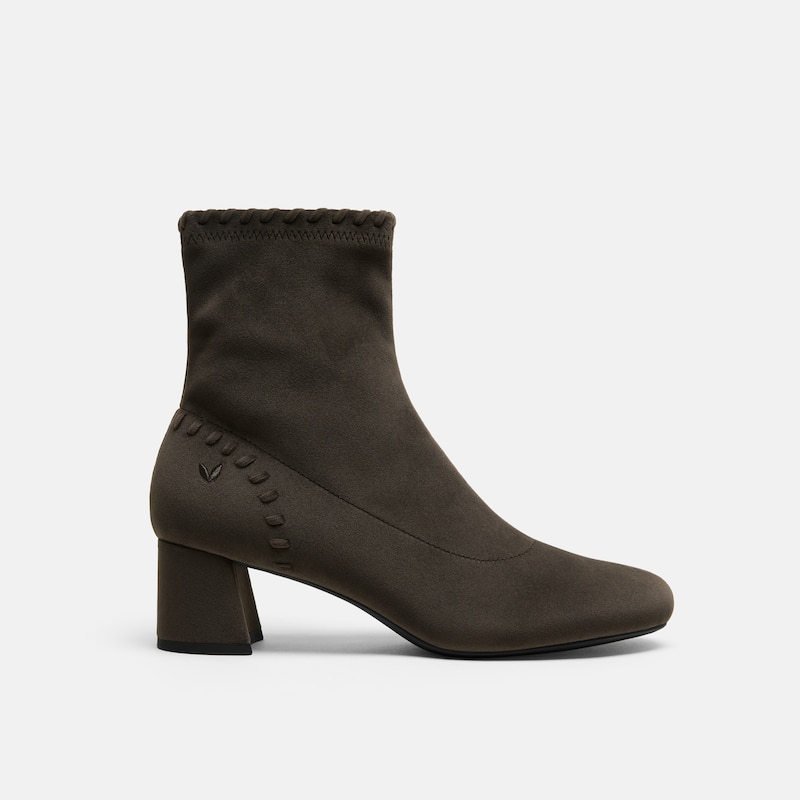 Round-Toe Velvet Whipstitched Ankle Boots (Rhoda), Amber Brown, EU43 | VIVAIA
