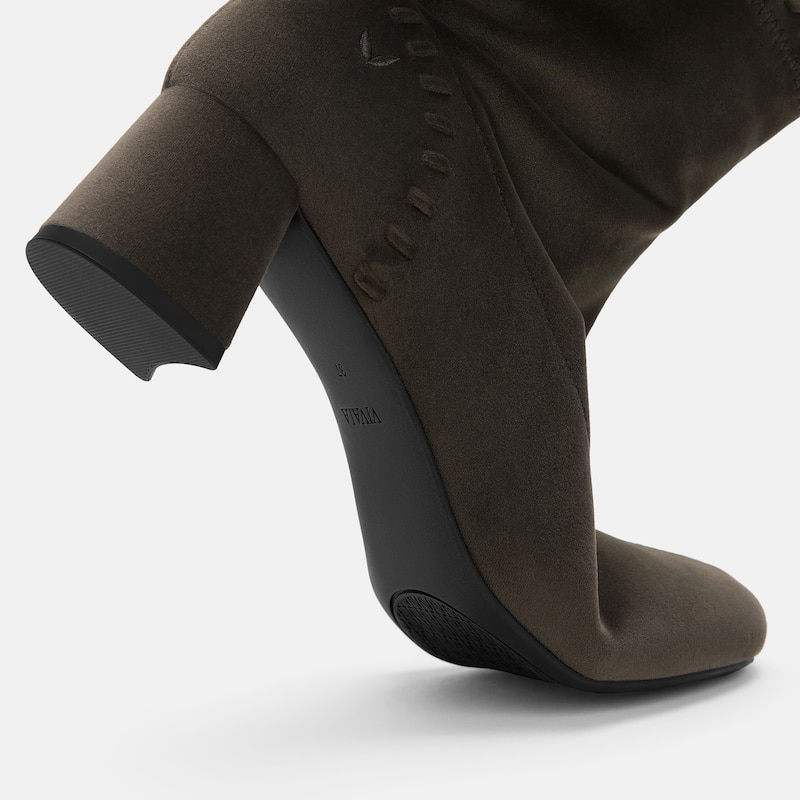 Round-Toe Velvet Whipstitched Ankle Boots (Rhoda), Amber Brown, EU43 | VIVAIA