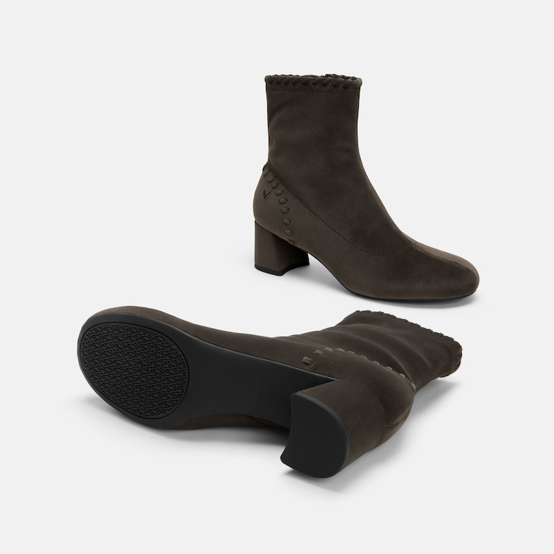 Round-Toe Velvet Whipstitched Ankle Boots (Rhoda), Amber Brown, EU43 | VIVAIA