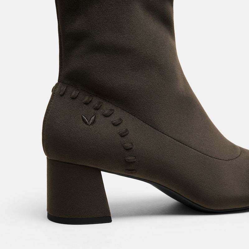 Round-Toe Velvet Whipstitched Ankle Boots (Rhoda), Amber Brown, EU43 | VIVAIA