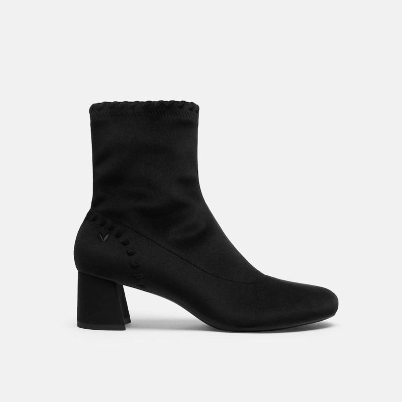 Round-Toe Velvet Whipstitched Ankle Boots (Rhoda), Black, EU36.5 | VIVAIA