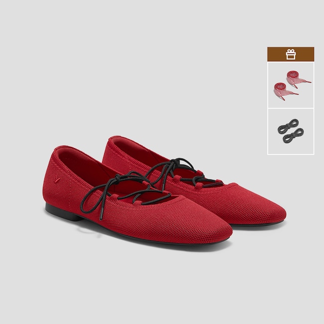3 Laces Included Square-Toe Lace-Up Mary Janes (Miley) - Ruby Red