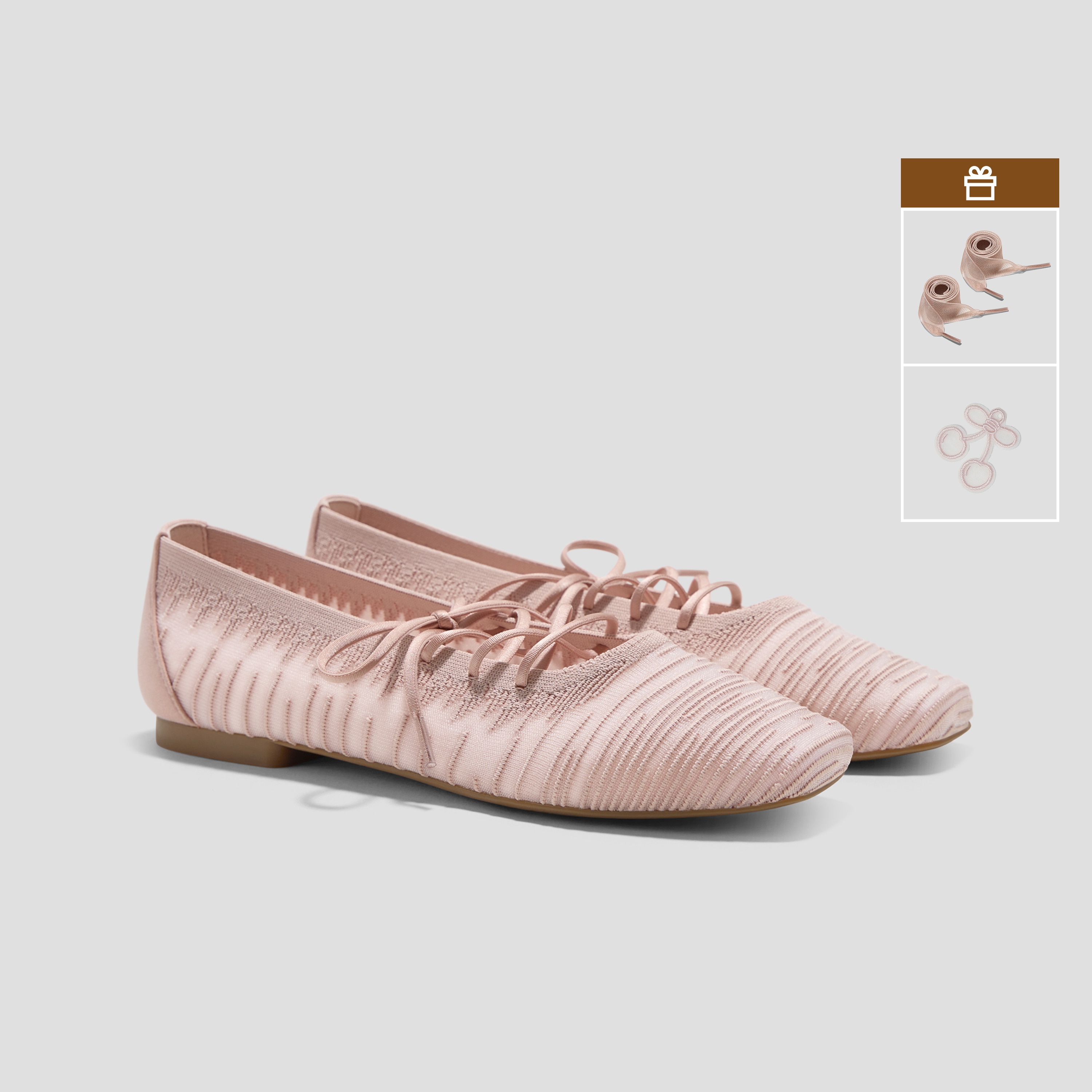 Square-Toe Lace-Up Mary Janes (Miley) - Ballet Blush