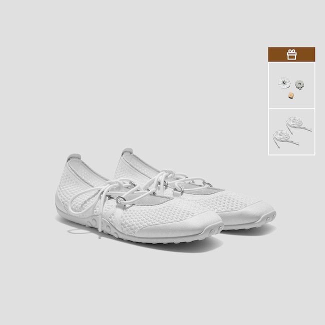 Square-Toe Hybrid Mesh Mary Janes (Cecily) - White Mesh