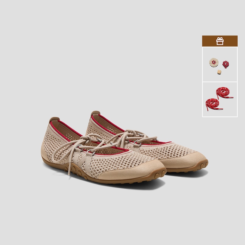 Square-Toe Hybrid Mesh Mary Janes (Cecily), ALMOND MESH, EU37 | VIVAIA