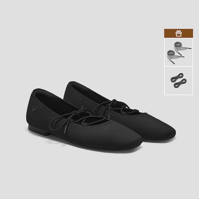 3 Laces Included Square-Toe Lace-Up Mary Janes (Miley) - Black