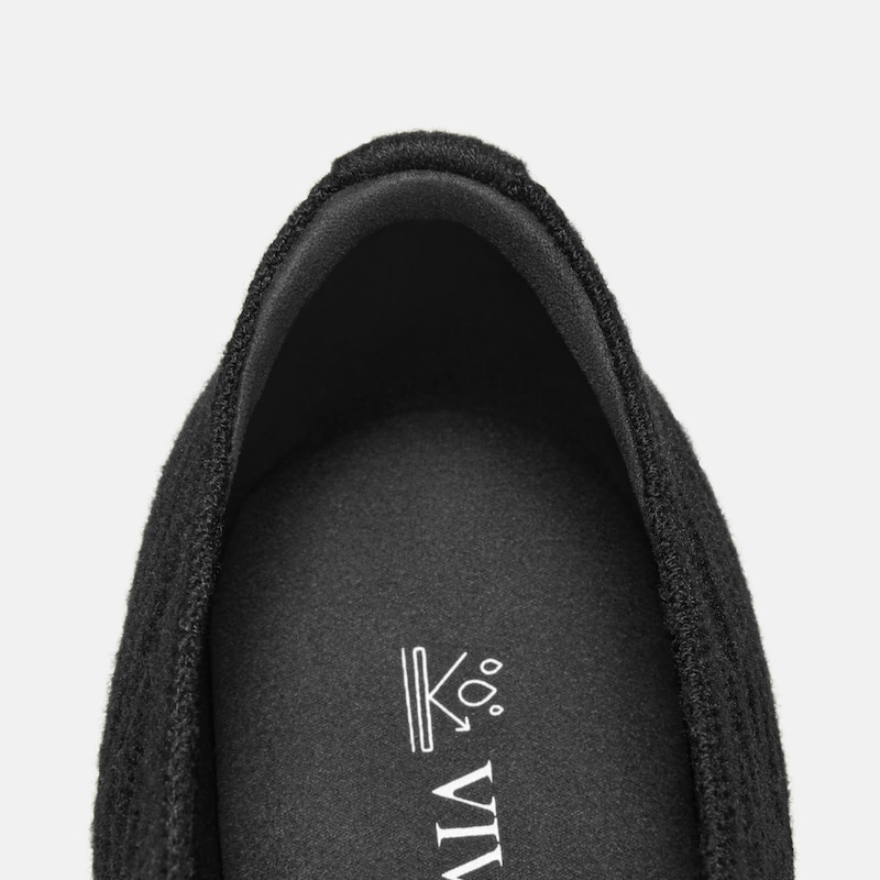Square-Toe Derby Flats (Cheslea), Black Wool, EU35 | VIVAIA