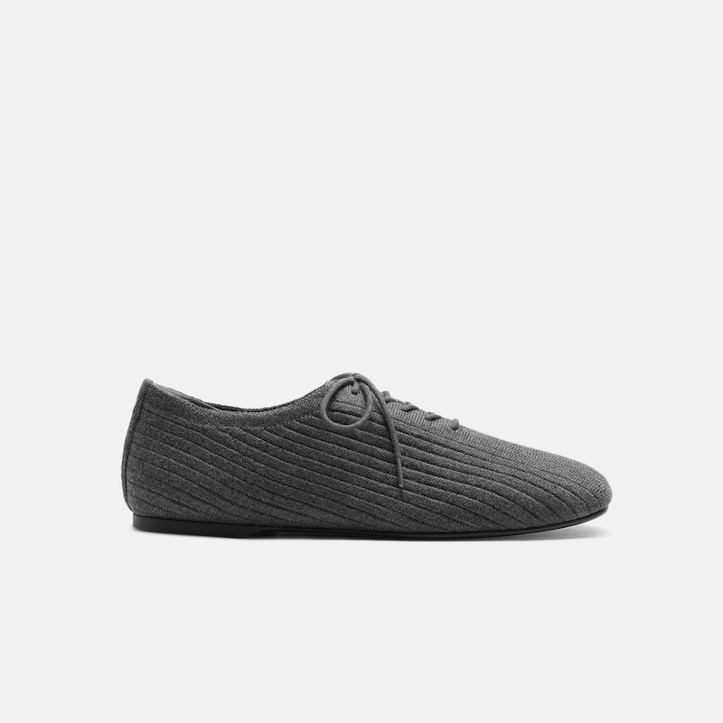 Square-Toe Derby Flats (Cheslea), Rich Grey Wool, EU38.5 | VIVAIA
