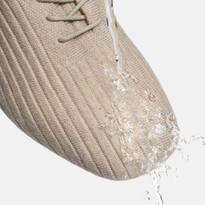 Square-Toe Derby Flats (Cheslea), Warm Taupe Wool, EU39 | VIVAIA