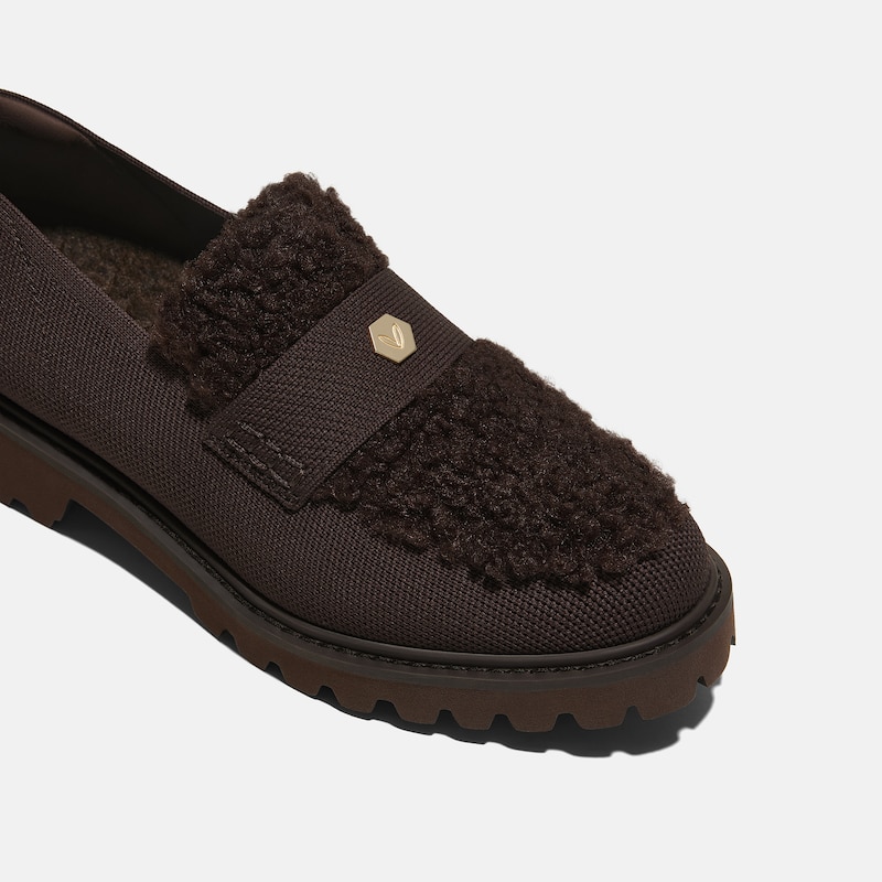 Round-Toe Chunky Heel Loafers (Franata), Dark Chocolate, EU39 | VIVAIA