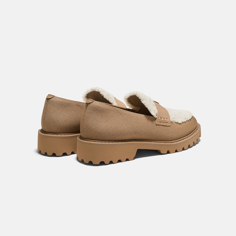 Round-Toe Chunky Heel Loafers (Franata), Nutmeg & Cream, EU35 | VIVAIA