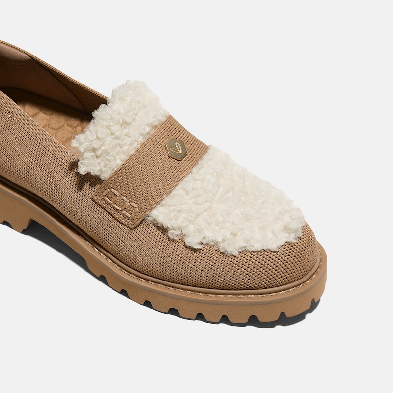 Round-Toe Chunky Heel Loafers (Franata), Nutmeg & Cream, EU35 | VIVAIA