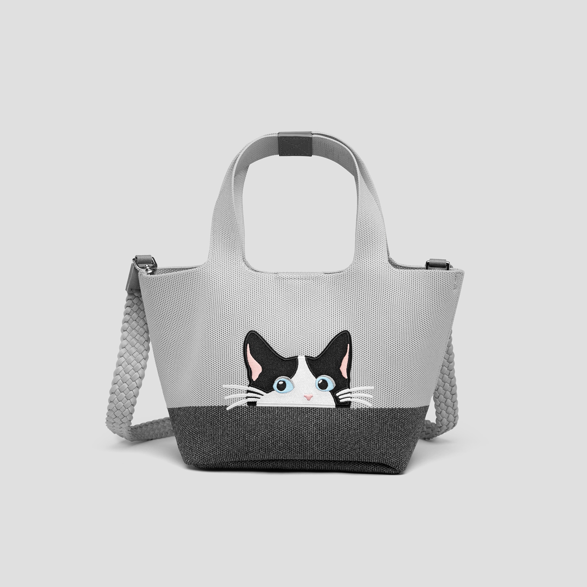 The Mini Tote (Anita) - Oyster Grey/rich Grey - Moo Cat
