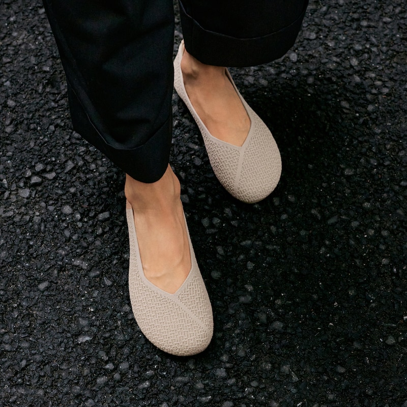 Wide Toe Knit Box Flats (Tia), Almond, EU41 | VIVAIA