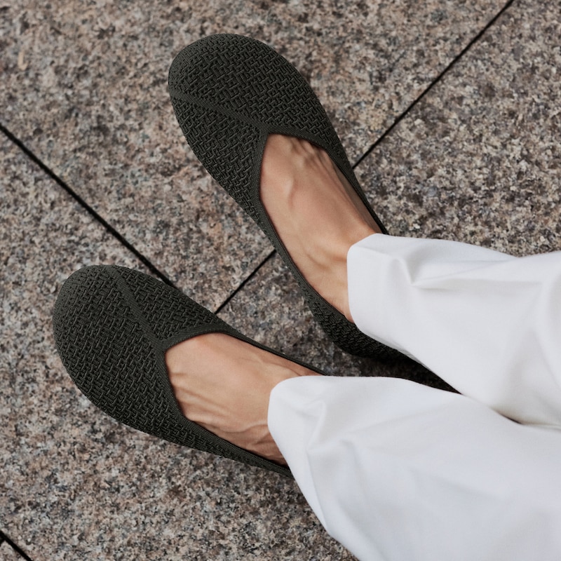 Wide Toe Knit Box Flats (Tia), Burnt Olive, EU39 | VIVAIA