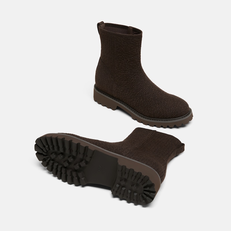 Round-Toe Wool Ankle Boots (Freja), Cocoa Brown, EU38.5 | VIVAIA