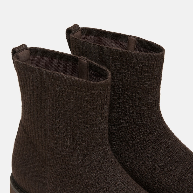 Round-Toe Wool Ankle Boots (Freja), Cocoa Brown, EU38.5 | VIVAIA