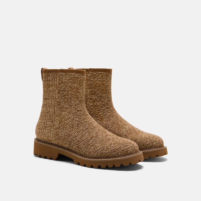 Round-Toe Wool Ankle Boots (Freja) - Multi Tan