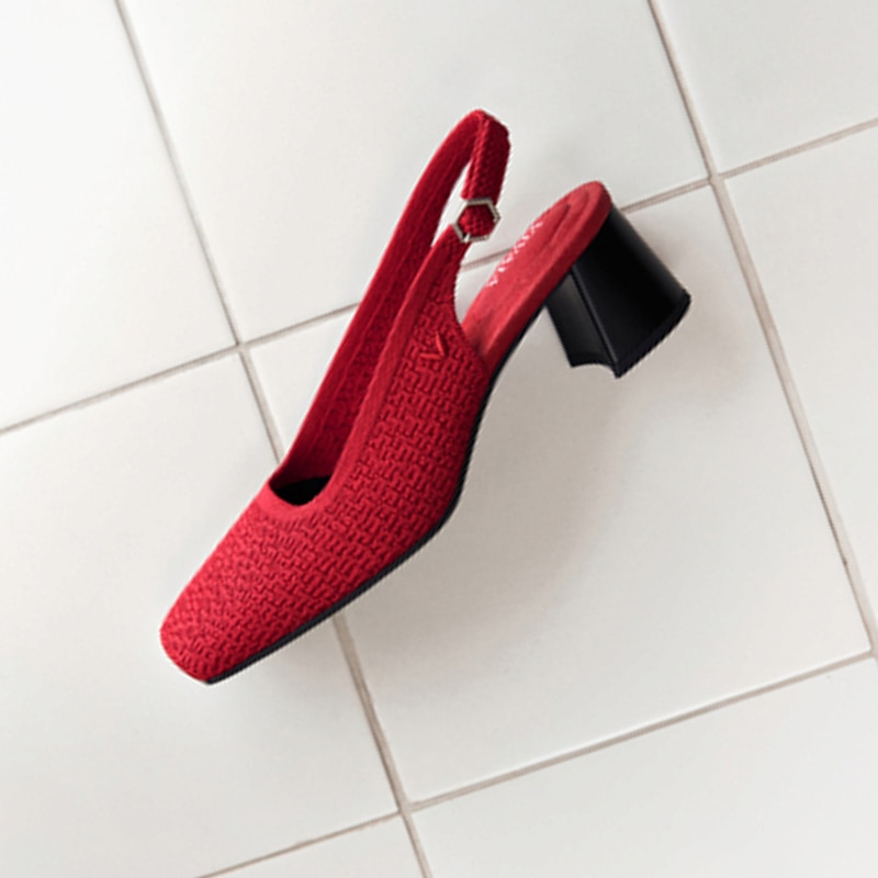 Margot Slingback Heels (Mikko), Ruby Red Organic Ripple, EU38 | VIVAIA