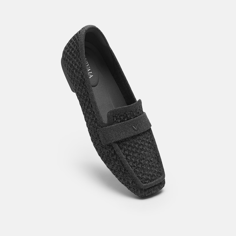 Square-Toe Icon Loafers (Silvie), Black & Grey, EU35 | VIVAIA