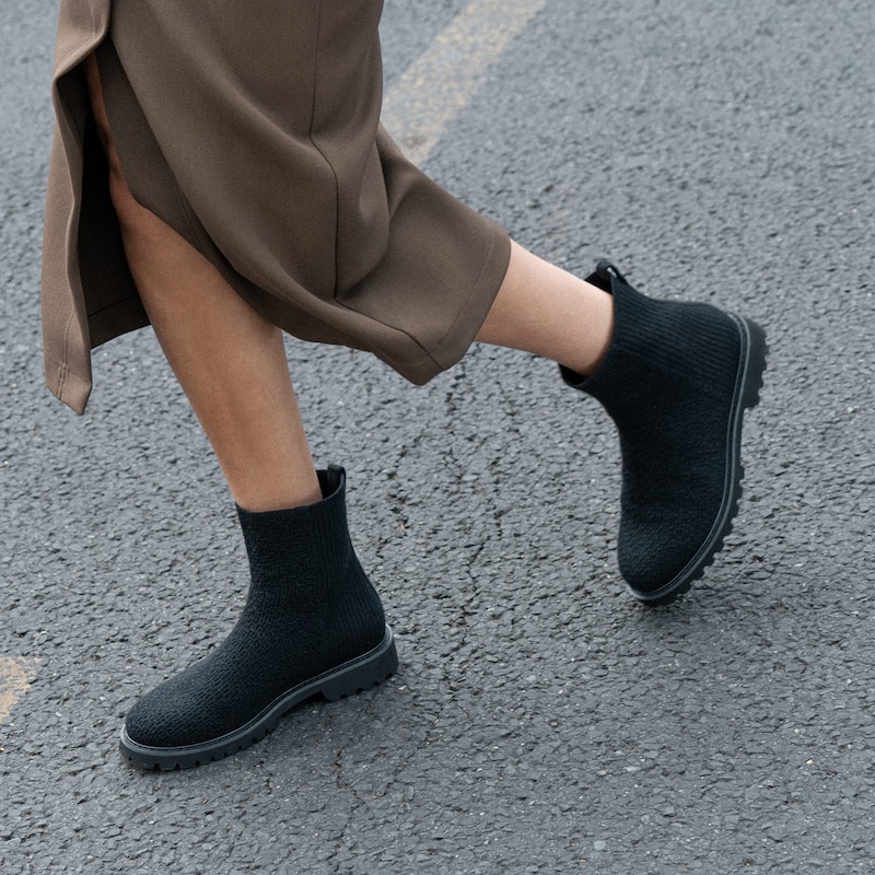 Round-Toe Wool Ankle Boots (Freja), Black, EU42 | VIVAIA