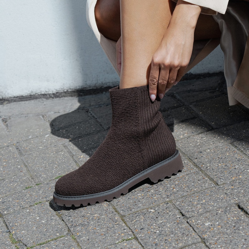 Round-Toe Wool Ankle Boots (Freja), Cocoa Brown, EU35 | VIVAIA