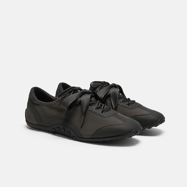 Square-Toe Jogger Sneakerina (Carol) - Amber Brown & Black