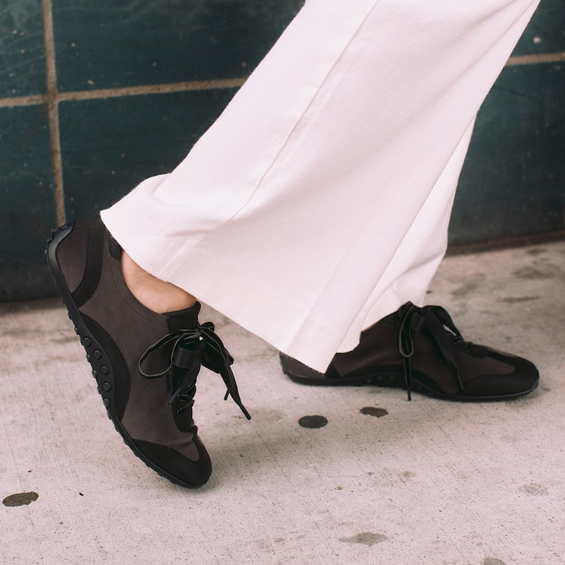 Square-Toe Jogger Sneakerina (Carol), Amber Brown & Black, EU39 | VIVAIA