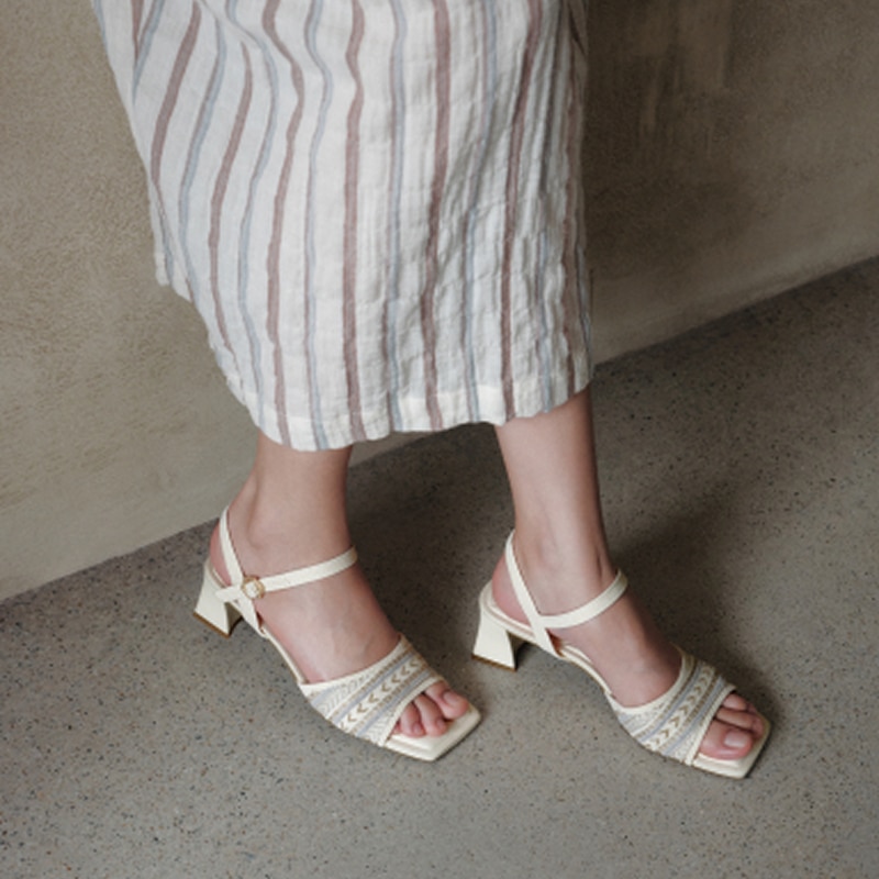 AdaptAll™ Square-Toe Sandals (Janine), ASHY THREAD, EU43 | VIVAIA