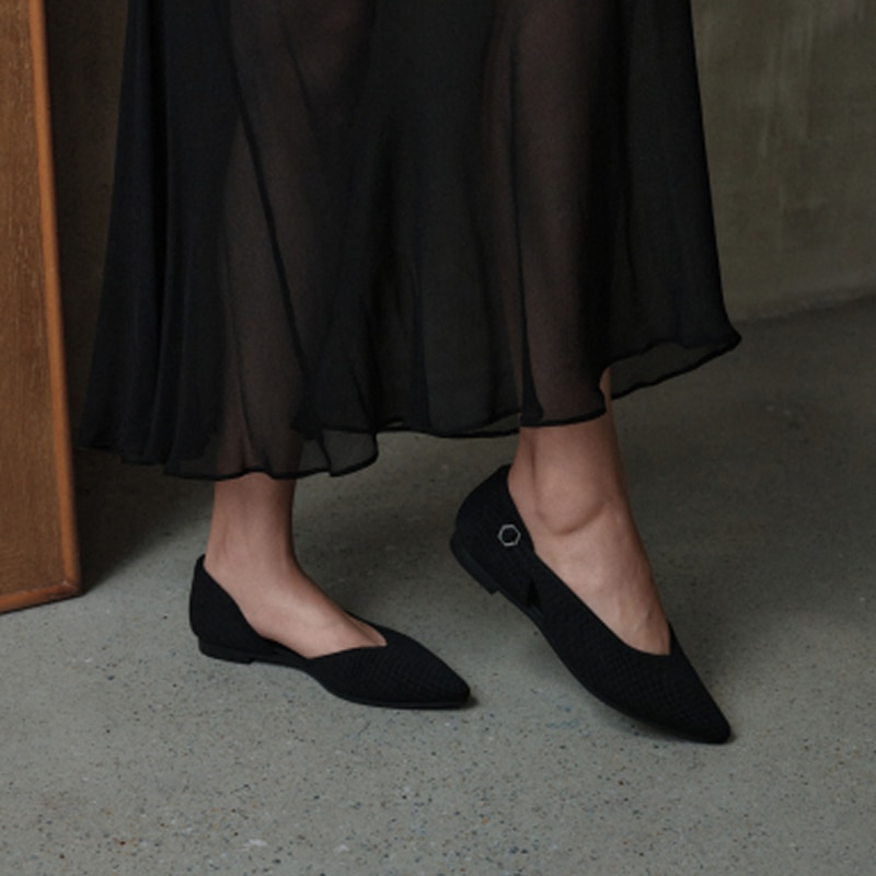 Pointed-Toe D'Orsay Flats (Malory), BLACK BRICKWORK, EU41.5 | VIVAIA