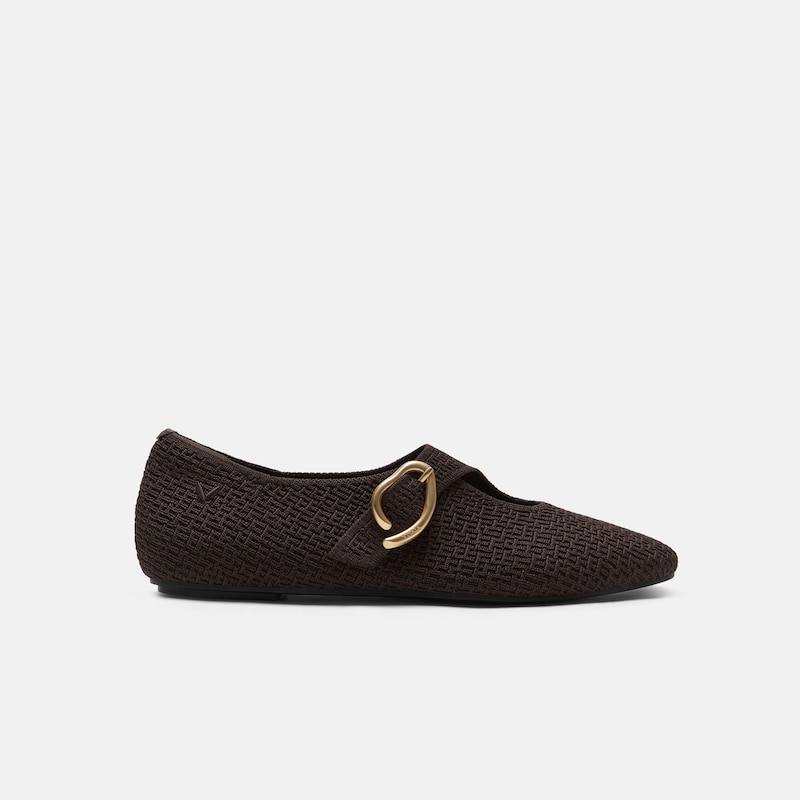 Mini Square-Toe Mary-Jane Flats (Jovin), Dark Chocolate, EU36.5 | VIVAIA