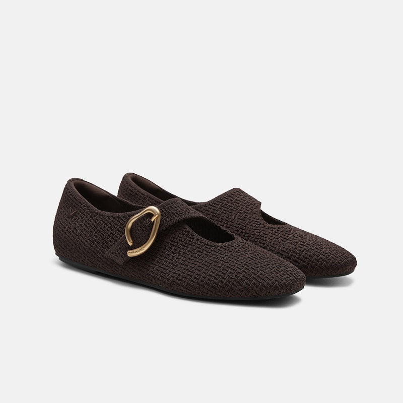Mini Square-Toe Mary-Jane Flats (Jovin), Dark Chocolate, EU36.5 | VIVAIA