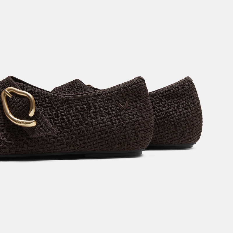 Mini Square-Toe Mary-Jane Flats (Jovin), Dark Chocolate, EU36.5 | VIVAIA
