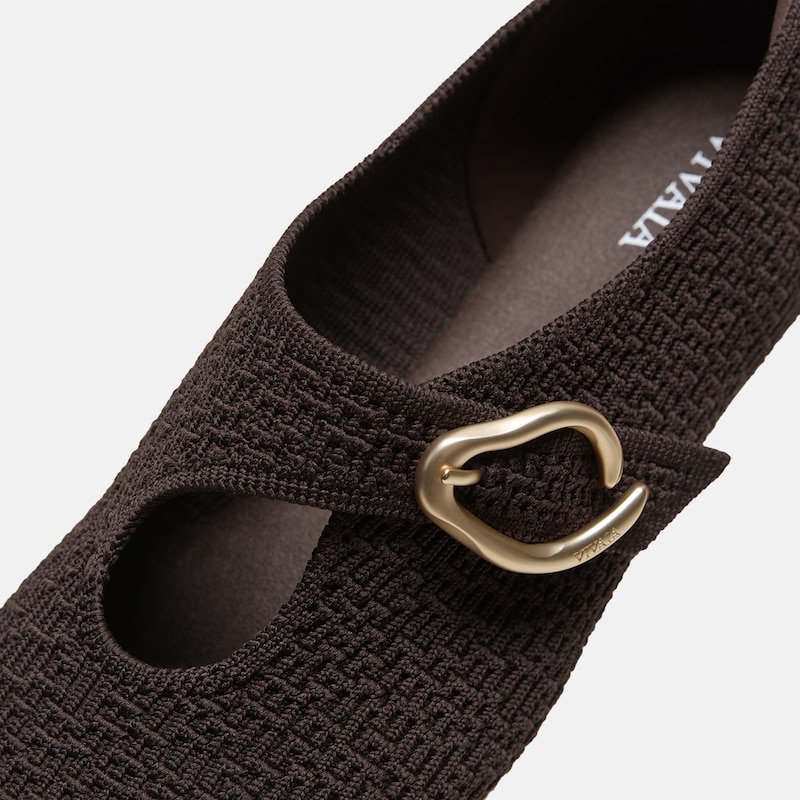 Mini Square-Toe Mary-Jane Flats (Jovin), Dark Chocolate, EU36.5 | VIVAIA