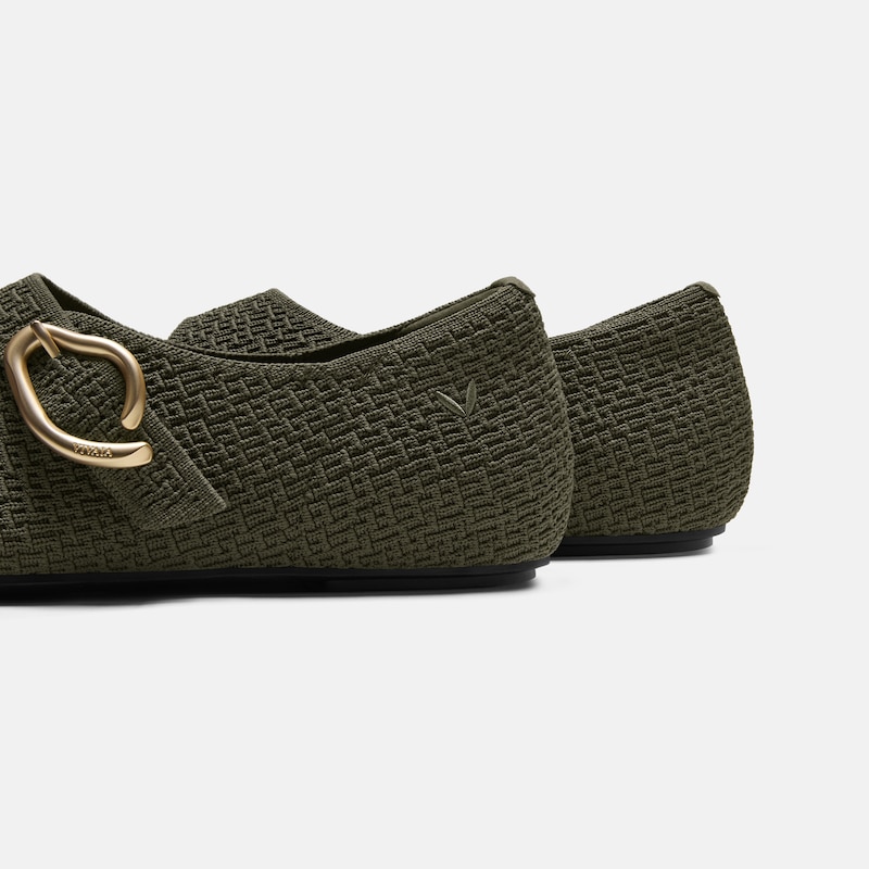 Mini Square-Toe Mary-Jane Flats (Jovin), Burnt Olive, EU39.5 | VIVAIA