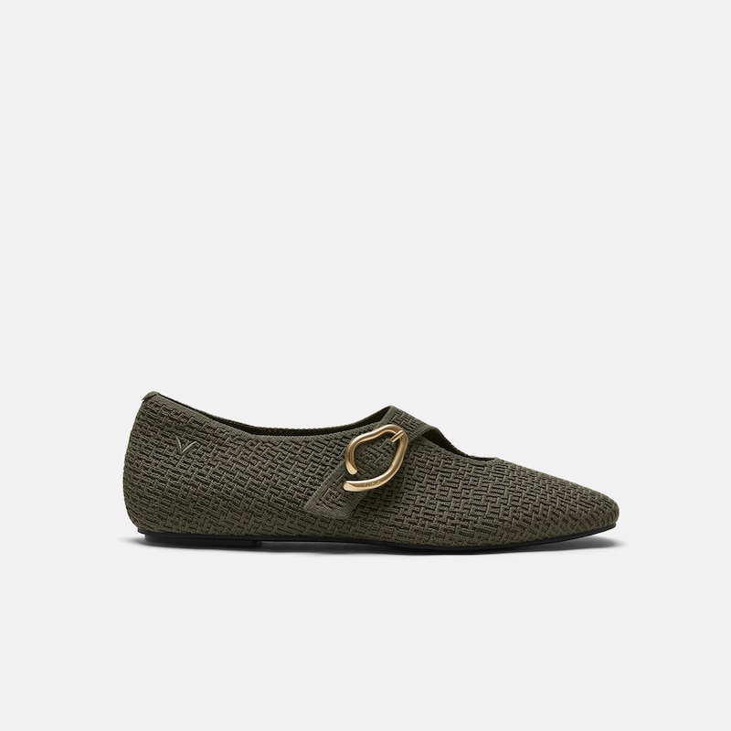 Mini Square-Toe Mary-Jane Flats (Jovin), Burnt Olive, EU39.5 | VIVAIA