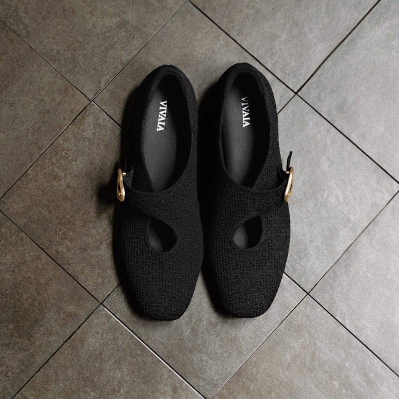Mini Square-Toe Mary-Jane Flats (Jovin), Black, EU39 | VIVAIA