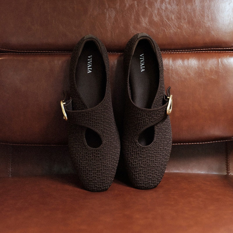 Mini Square-Toe Mary-Jane Flats (Jovin), Dark Chocolate, EU40 | VIVAIA